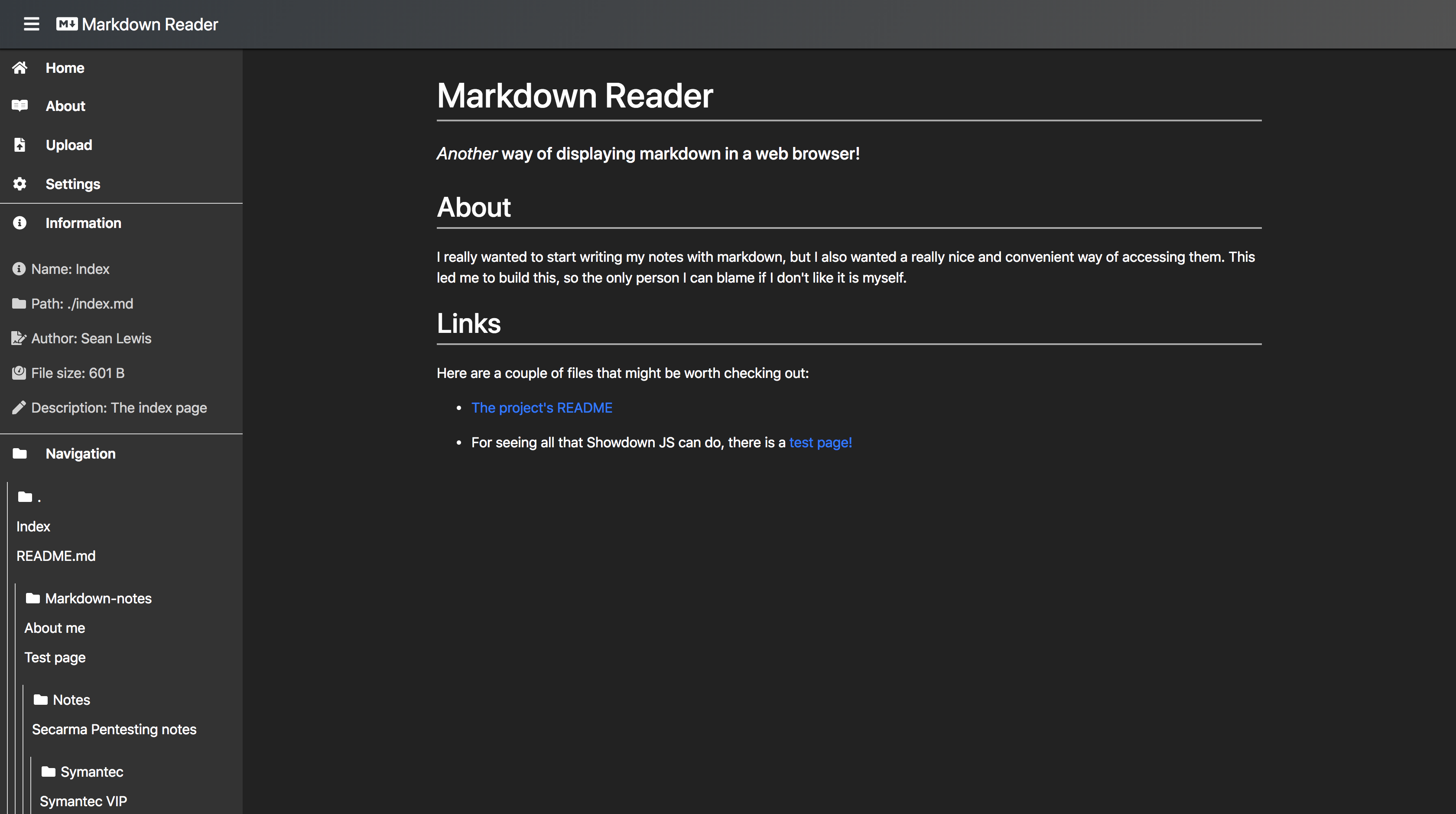 Markdown reader